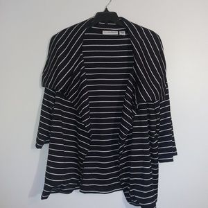 Navy Blue and white strip open front blazer